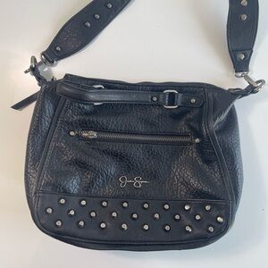 jessica simpson black studded shoulder bag